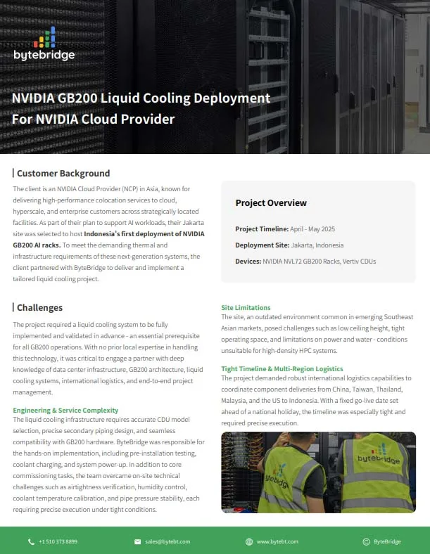 NVIDIA GB200 Liquid Cooling Deployment For NVIDIA Cloud Provider